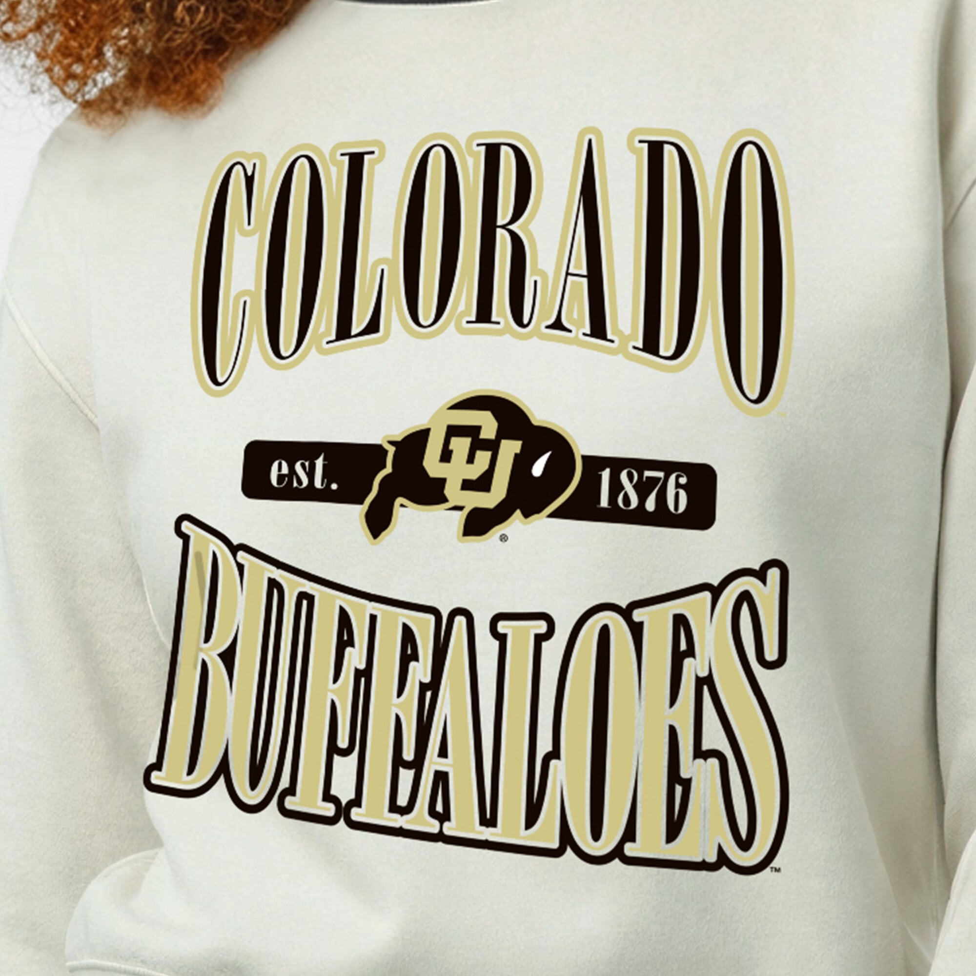 Sweat-shirt à col rond en maille côtelée inversée Champion White Colorado Buffaloes pour femmes